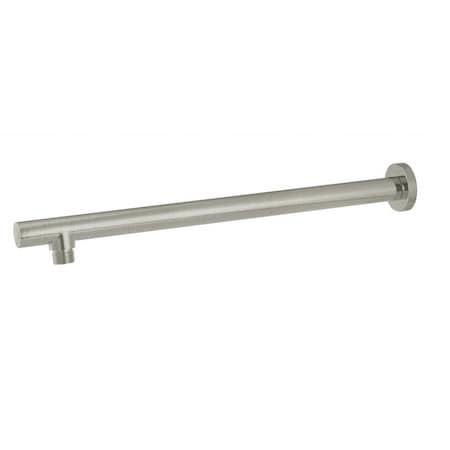 Westbrass 1/2" IPS x 16" Round 90-Degree Rain Arm W/ Flange in Satin Nickel D3711-07